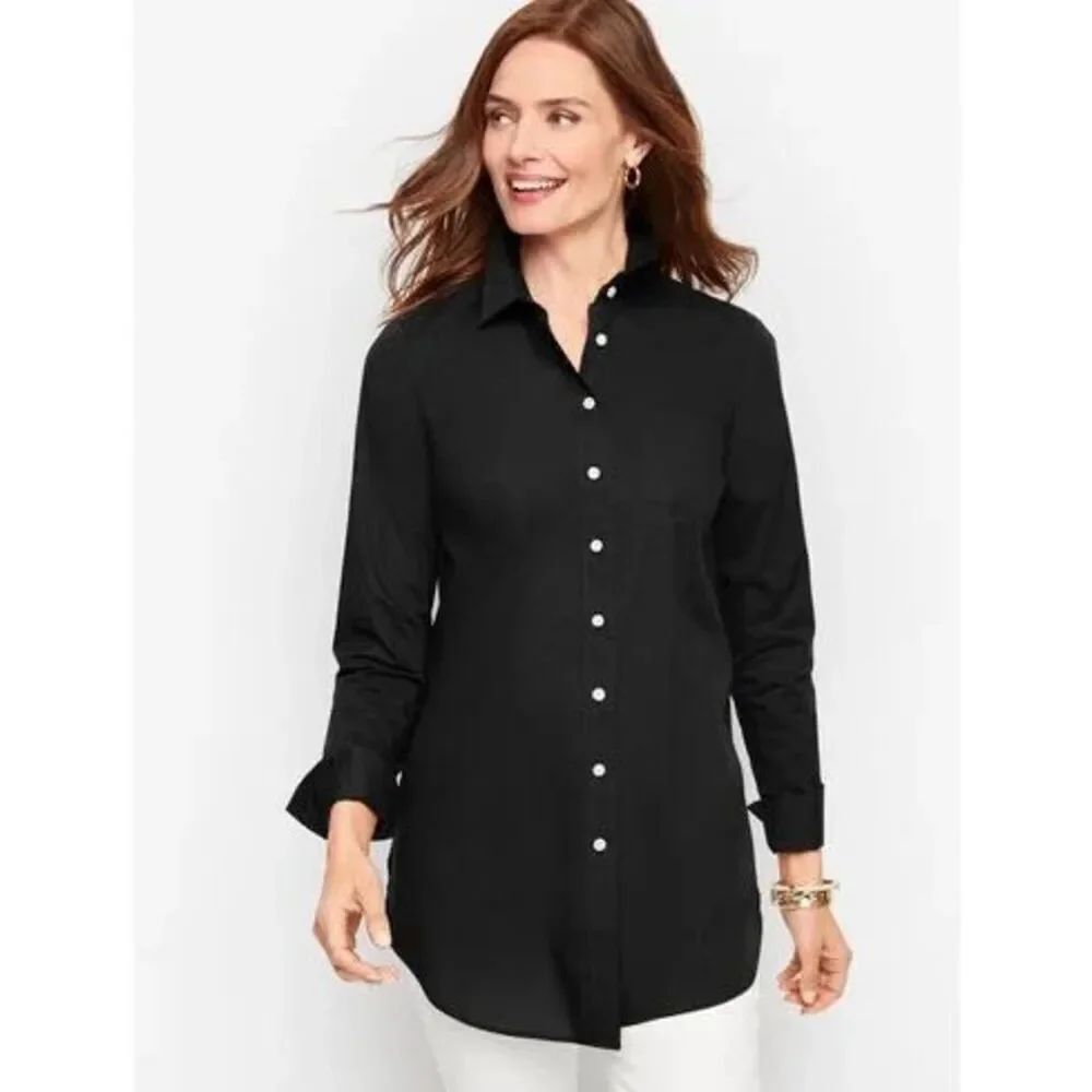 NWT Talbots Boy Friends 100% Linen Button Front Shirt Blouse Size 14